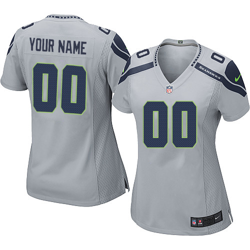 Nike Seattle Seahawks Customized Grey Stitched Women's NFL Jersey